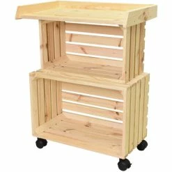 Table Plantes Mobile En Bois Massif Nature 80x60x40 Cm Table Fleurs Escalier Fleurs WAGNER