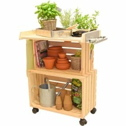 Table Plantes Mobile En Bois Massif Nature 80x60x40 Cm Table Fleurs Escalier Fleurs WAGNER -SCHELLENBERG Soldes 2022 40191769 4