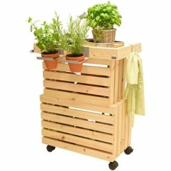 Table Plantes Mobile En Bois Massif Nature 80x60x40 Cm Table Fleurs Escalier Fleurs WAGNER -SCHELLENBERG Soldes 2022 40191769 5