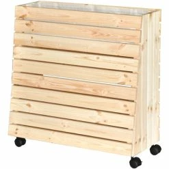 JardiniÂre Surelevee GreenBOX M Bois Massif Naturel 79x80x33/23 Cm, Bac Fleurs WAGNER