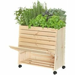 JardiniÂre Surelevee GreenBOX M Bois Massif Naturel 79x80x33/23 Cm, Bac Fleurs WAGNER -SCHELLENBERG Soldes 2022 40191789 3